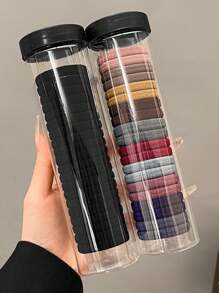 20-80pcs Women's Candy-Colored Hair Ties In Can, Including Black, White, Pink, Purple, Red & Yellow Solid Colors, Fashionable Minimalist Style Hair Accessories, Suitable For Daily Wear, Commute, Party, Face Washing, Bathing, Makeup, Clothing Matching And Styling.,School Ponytail Holders Hair Elastics Hair Rubber Bands Scrunchies Hair Rope Elastic Hair Tie Head Accessories Gym Sport Running Outfit - Multicolor - View 16