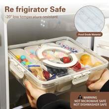 JYPS Caja de refrigerio con tapa y asa - bandeja de comida dividida para bandeja de barbacoa, recipiente transparente de almacenamiento para dulces, verduras, frutas, nueces y especias; contenedor de refrigerio portátil para fiestas y picnics