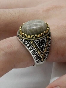 1 件奢华 S925 银皇冠天然珊瑚石女士戒指配锆石男士戒指，精美周年纪念礼物 - 彩色 - 查看 6