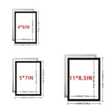 10pcs Black/Silver/Gold Magnetic Photo Frames (4*6/5*7/8.5*11), Stickable To Smooth Surface Gifts Birthday Graduation