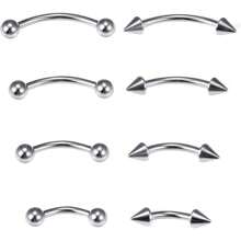8pcs Eyebrow Piercing Jewelry Surgical Steel Curved Barbell Eyebrow Ring Ear Rook Navel Small Belly Button Ring For Women Men 16g 6mm/8mm/10mm/12mm