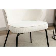 MERAX Boucle Fabric Dining Chair With Black Metal Legs
