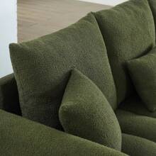 82" Modern Couch Premium Teddy Fabric Sofa With 3 Back Pillows And 3 Back Cushions Solid Wood Frame 3-Seater Sofa, Oversized Upholstered Chair For Living Room, Bedroom, Apartment And Office - 綠色 - 查看 5