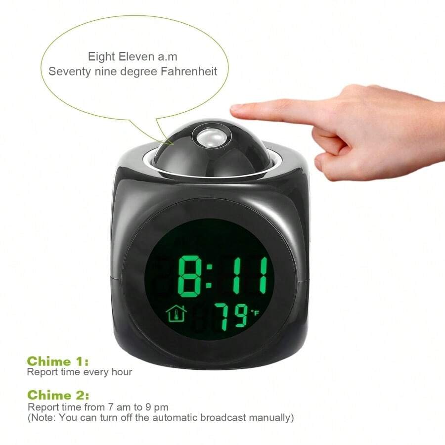Global Phoenix LCD Projection Alarm Clock Battery Powered Black With