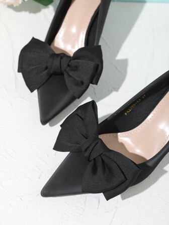 Women's Shoe Accessory Black Mesh Bowknot, Detachable