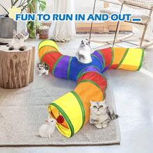 Multicolor  Cat Track Toy With Foldable Tube Cat Tunnel - Multicolor - View 5