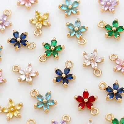 4st enkla färgglada blomsterhängen med 8 olika färger (5-kronblad) för gör-det-själv-örhängen, armband, halsband, smycketillverkningsmaterial