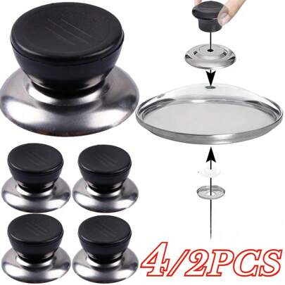 2/4 Pieces Kitchen Handle Cookware Knob Cover Glass Bottom Cover Pressure Cookers Universal Pot Lid Handle Interchangeable Handles,Kitchen,Summer Beach Party,Food,Camping,Organizer,Room Decor,Kitchen Items.