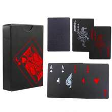 1PC Black Plastic Playing Card Made Of PVC Material That Is Not Easily Damaged, Creative Waterproof Playing Card