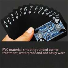 1PC Black Plastic Playing Card Made Of PVC Material That Is Not Easily Damaged, Creative Waterproof Playing Card