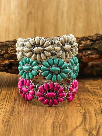 1st färgglad turkos oval vattendroppsarmband för kvinnor, designad speciellt för modesmycken för kvinnor, västerländska flickor i retro silverkedja, böhmiska smycken, armband för kvinnor, lämpligt för dagligt bruk eller som semesterpresent