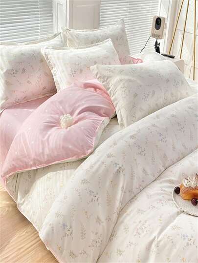 1pc Multicolor Heart Patterned Single Duvet Cover, Cute Style Polyester, Suitable For Student Dormitories