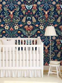 1捲自粘壁紙，防水自粘牆紙鹿與花卉可拆卸壁紙，適用於家居臥室櫥櫃廚房現代裝飾 - 彩色 - 查看 3