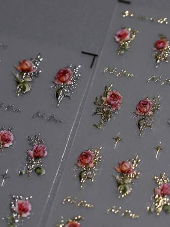 1pc 5D Stereoscopic Retro Rose Nail Art Sticker Rose Gold Foil Adhesive Decals Manicure Decoration Nail Stickers DIY