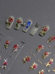 1pc 5D Stereoscopic Retro Rose Nail Art Sticker Rose Gold Foil Adhesive Decals Manicure Decoration Nail Stickers DIY - Multicolor - View 3