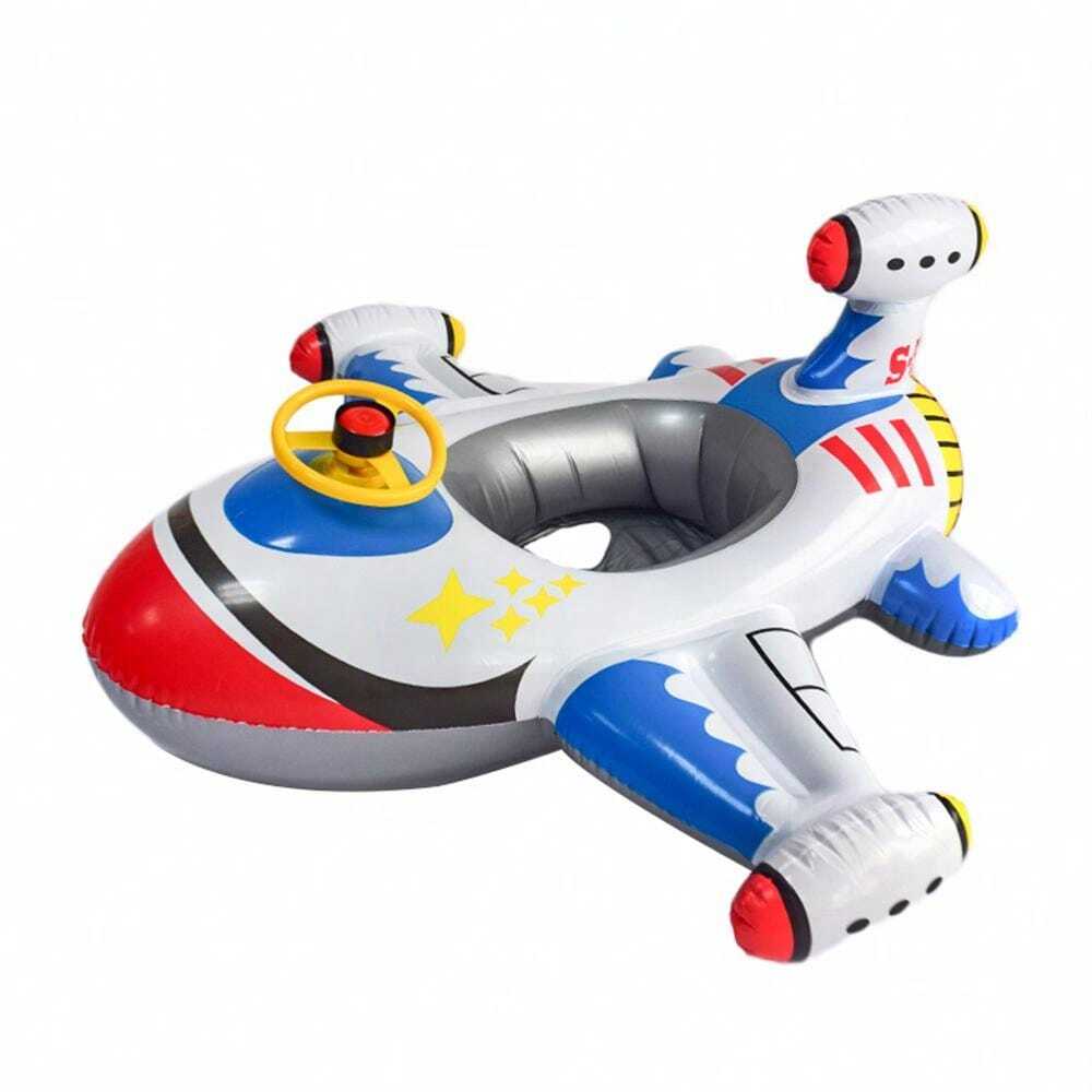 Plane Pool Toy 1pc Inflatable Airplane Seat Ring Pool Toy With Steering Wheel Safety ...