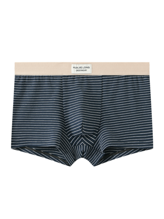 3 piezas de Ropa interior para hombres con doble color a rayas, impresa con letras y estilo simple con boxers transpirables y de cintura media.