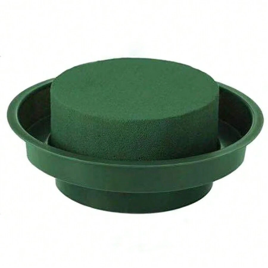 1 pieza Cuenco de arcilla para arreglo floral de lodo de flor, Kit de arreglo de flores DIY, cuenco de espuma verde mojada redonda para decoración del hogar - Verde - Ver 1