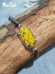 1 Stück Armband Im Vintage-western-stil Mit Mehrfarbigem Stein Und Wildem Cowboy-stil