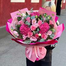 20 Stück/Packung Fuchsia + Pfirsich 58*58cm wasserfestes elegantes Blumengeschenkpapier, zweifarbiges Geschenkverpackungspapier