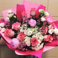 20 Stück/Packung Fuchsia + Pfirsich 58*58cm wasserfestes elegantes Blumengeschenkpapier, zweifarbiges Geschenkverpackungspapier