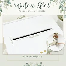 White Wedding Card Box With Lock, PVC Gift Card Box For Wedding Reception, Eucalyptus DIY Wedding Envelope Money Card Box For Party Graduation Birthday Shower Decorations A Style - White - View 3