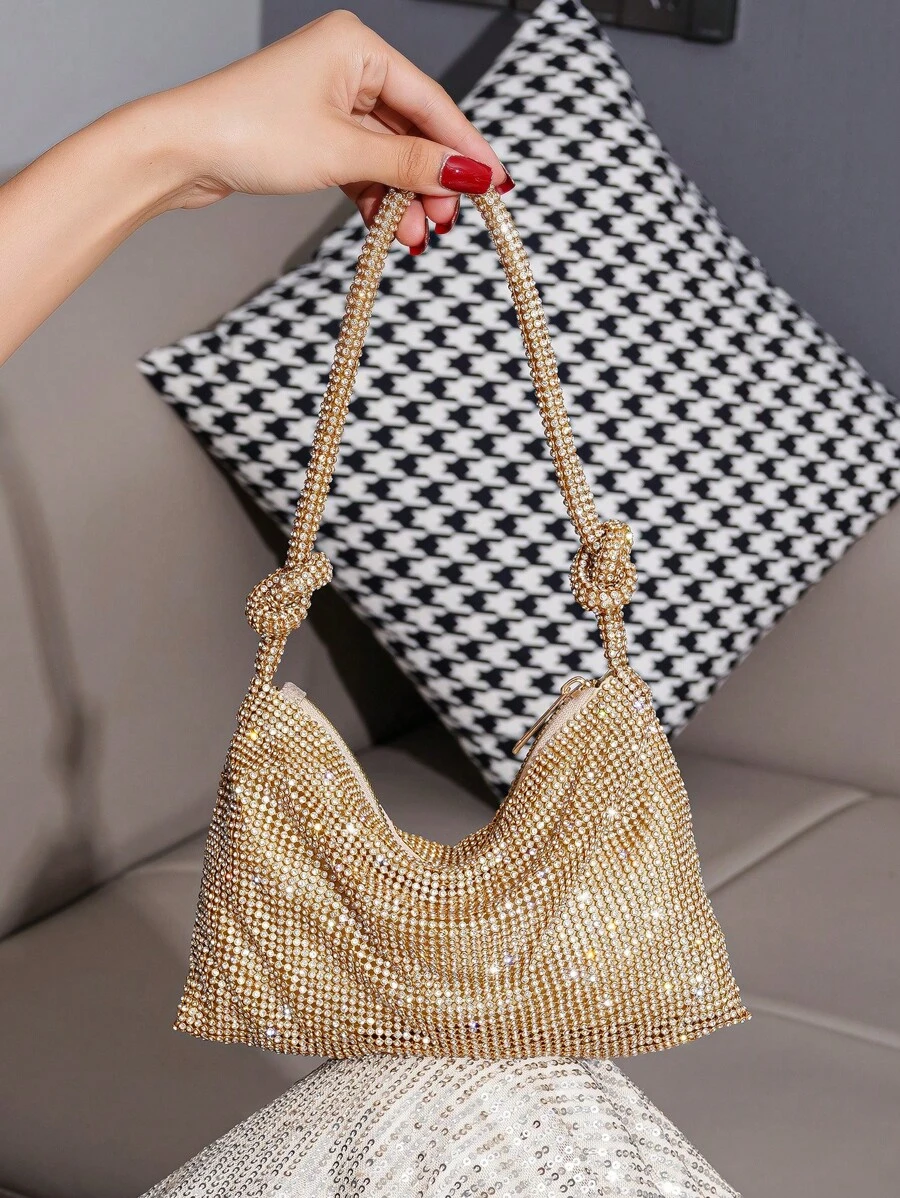Shiny Rhinestone Evening Bag, Handbag For Party, Banquet, Ball, Fashionable Clutch, Perfectly Matching With New Years Outfit, Excellently Matching With Party Dresses For Women, Glamorous Rhinestone Bag