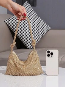 Shiny Rhinestone Evening Bag, Handbag For Party, Banquet, Ball, Fashionable Clutch, Perfectly Matching With New Years Outfit, Excellently Matching With Party Dresses For Women, Glamorous Rhinestone Bag