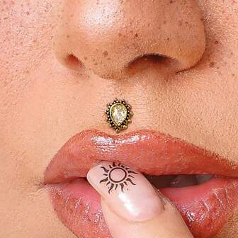 1pc 316L Surgical Stainless Steel Zirconia Gemstone Nose Studs Hinged Septum Earrings Cartilage Tragus Helix Body Piercing Women Jewelry