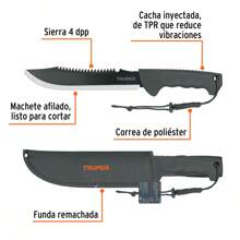 Machete doble filo 10" cacha inyectada con funda mach-10x truper 103015 - A-blanco - Ver 4