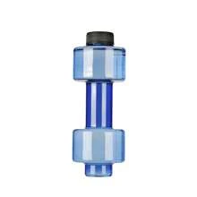 Botella de agua con pesas creativa en forma de pesa rusa para hacer ejercicios de fitness. Botella portátil de plástico rellenable con agua para entrenar los músculos del brazo - Azul - Ver 8