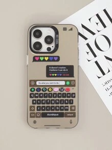 1入創意聊天界面鍵盤保護器亞克力TPU彩色畫布手機殼，配有相機保護，適用於像11/12/13/14/15pro Max等蘋果手機 - 彩色 - 查看 1