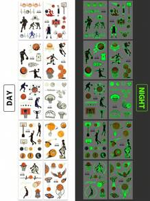 10 Sheets Luminous Basketball Temporary Tattoo Stickers,Glow In The Dark Basketball Pattern,Basketball Party Favor Birthday Party Decoration,Basketball Team Building Gift,Basketball Cheerleading Stickers,Basketball Face Stickers Perfect For Boys Outdoor Sports & Birthday Party Bag & Stocking Fillers