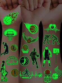 10 Sheets Luminous Basketball Temporary Tattoo Stickers,Glow In The Dark Basketball Pattern,Basketball Party Favor Birthday Party Decoration,Basketball Team Building Gift,Basketball Cheerleading Stickers,Basketball Face Stickers Perfect For Boys Outdoor Sports & Birthday Party Bag & Stocking Fillers