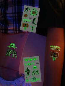 10 Sheets Luminous Basketball Temporary Tattoo Stickers,Glow In The Dark Basketball Pattern,Basketball Party Favor Birthday Party Decoration,Basketball Team Building Gift,Basketball Cheerleading Stickers,Basketball Face Stickers Perfect For Boys Outdoor Sports & Birthday Party Bag & Stocking Fillers