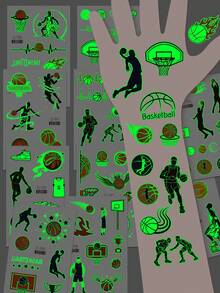 10 Sheets Luminous Basketball Temporary Tattoo Stickers,Glow In The Dark Basketball Pattern,Basketball Party Favor Birthday Party Decoration,Basketball Team Building Gift,Basketball Cheerleading Stickers,Basketball Face Stickers Perfect For Boys Outdoor Sports & Birthday Party Bag & Stocking Fillers