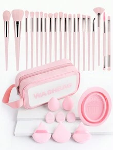 20支专业化妆刷套装，3个扇形粉扑，3个拇指气垫粉扑，2个水滴形化妆海绵，1个化妆包，1个清洁碗 - 便携式柔软亲肤多功能化妆工具套装，化妆刷套装，化妆刷套装，化妆刷套装，全套化妆刷，化妆刷套装，全套化妆工具，化妆刷套装，化妆刷套装，化妆刷套装，化妆礼盒套装