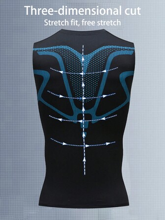 Kompressionslinne för män för män, Tight väst för basketträning, Fukttransporterande Stretch Bred rem undertröja som andas