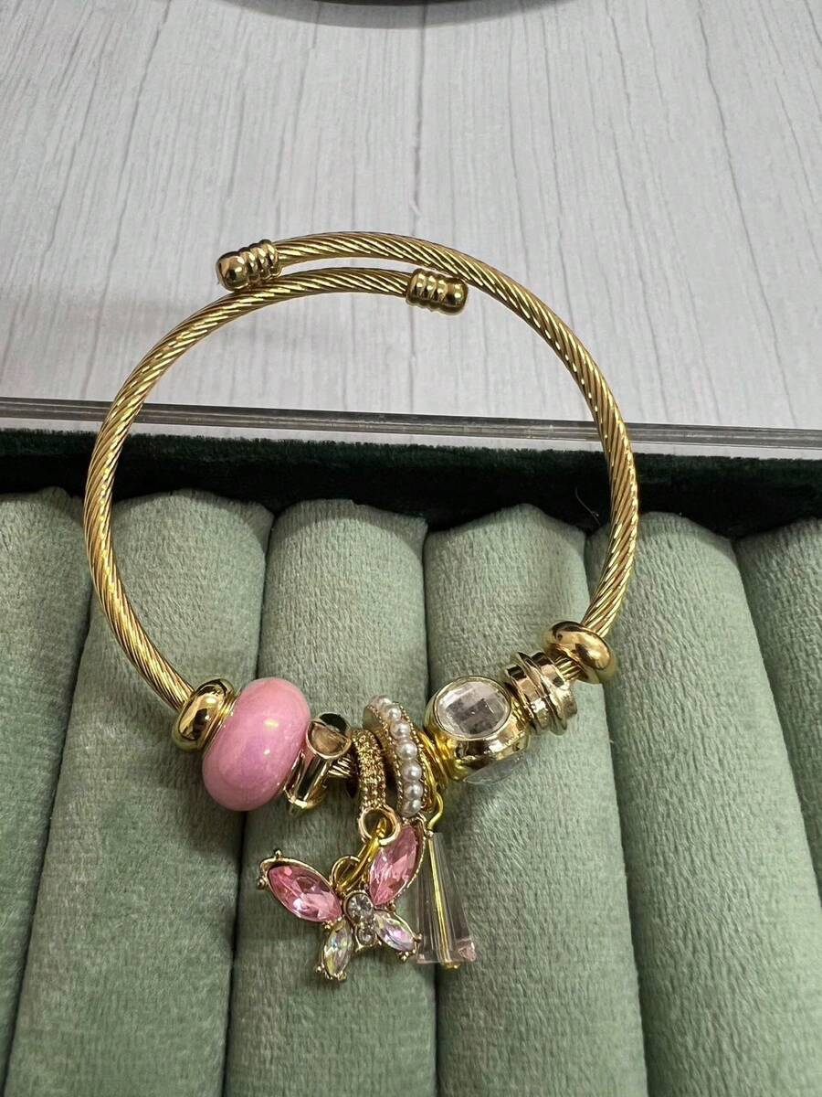 PULSERA TIPO BRASALETE CON CHARMS Y DIJES - L - Ver 1