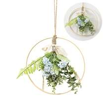 1個壁掛裝飾花圈，掛式繡球花花圈門牌婚禮人工花圈室外牆窗裝飾大型繡球花花圈 - 彩色 - 查看 6