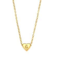 A Minimalist Necklace With A Small Heart-Shaped Letter Pendant, Made Of Stainless Steel And Plated With 18k Gold. Mini Necklace With Heart-Shaped Letter Pendant. - Letter Heart Necklace - View 18