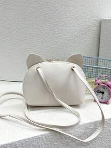 1 pieza Bolso de bandolera mini con diseño de gato lindo de dibujos animados para niñas jóvenes, hecho con cremallera, adecuado para uso diario