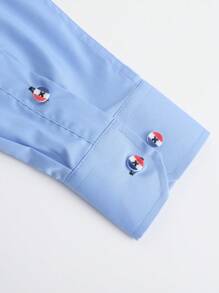 Camisa social masculina 62% poliéster, 35% algodão, 3% elástano - Azul bebê - Visão 5