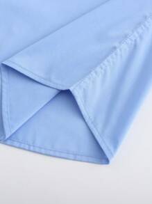 Camisa social masculina 62% poliéster, 35% algodão, 3% elástano - Azul bebê - Visão 8