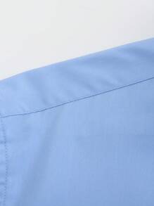 Camisa social masculina 62% poliéster, 35% algodão, 3% elástano - Azul bebê - Visão 3