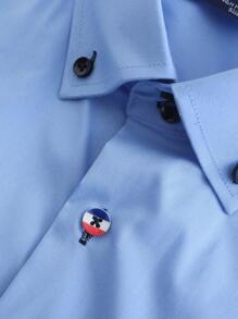 Camisa social masculina 62% poliéster, 35% algodão, 3% elástano - Azul bebê - Visão 4