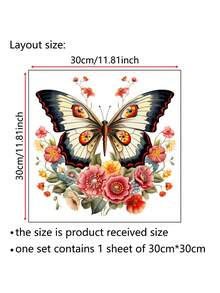 1PC Butterfly Flower Decorative Toilet Sticker, Removable PVC Material Toilet Sticker, Suitable For Bathroom Toilet Sticker, 11.8inchX11.8inch - Multicolor - View 11