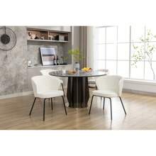 MERAX Boucle Fabric Dining Chair With Black Metal Legs