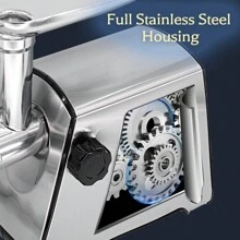 VNIMTI Meat Grinder Electric, 2800W/3500W Meat Mincer Machine, Stainless Steel Food Grinder Sausage Maker With 3 Cutting Plates, Sausage Stuffer Tube & Kubbe Kit For Home Kitchen Use - Silver - View 5