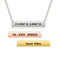 1入個性化不銹鋼吧形吊墜項鍊(女款)，客製名字項鍊 - 金色 - 查看 3